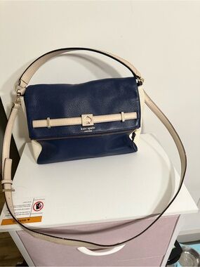 kate spade Navy and Cream Leather Shoulder Bag with Gold Hardware